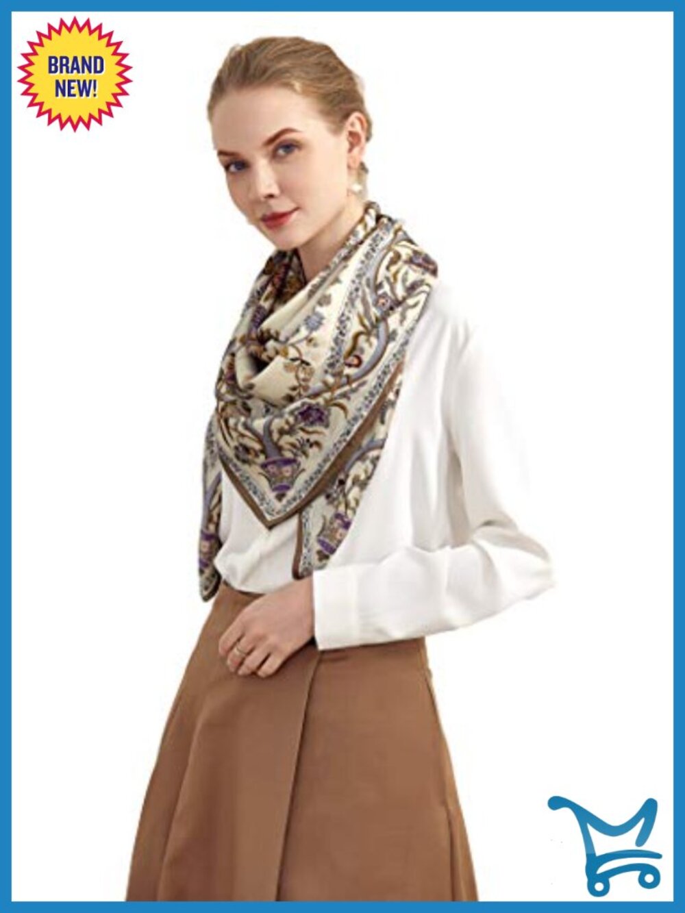 100% Silk Extra Large Fashion Scarf 42x42
